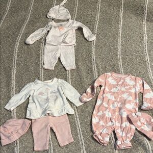 3 Carter's Matching Sets- Size Newborn